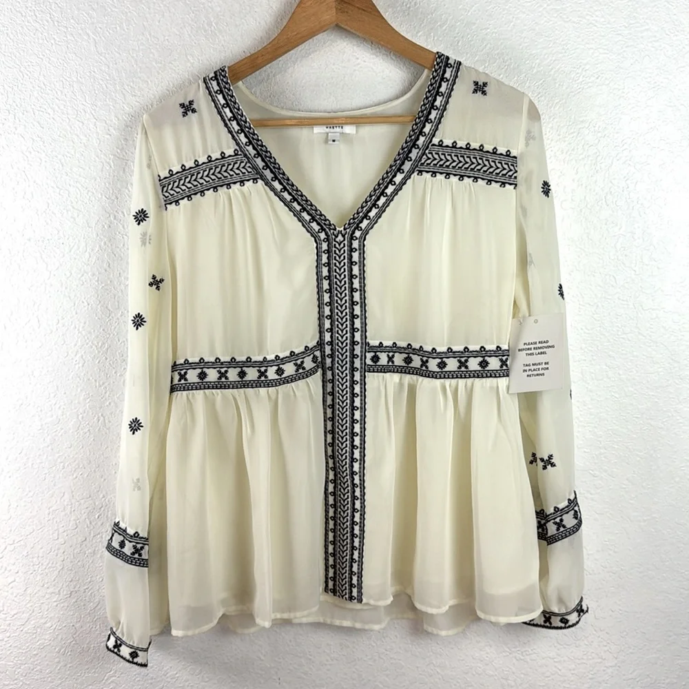 New nwt Stella & Dot Maette Lela Embroidered Blouse top M - Picture 5 of 13
